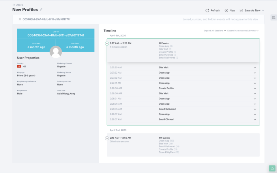 screenshot of mParticle Analytics